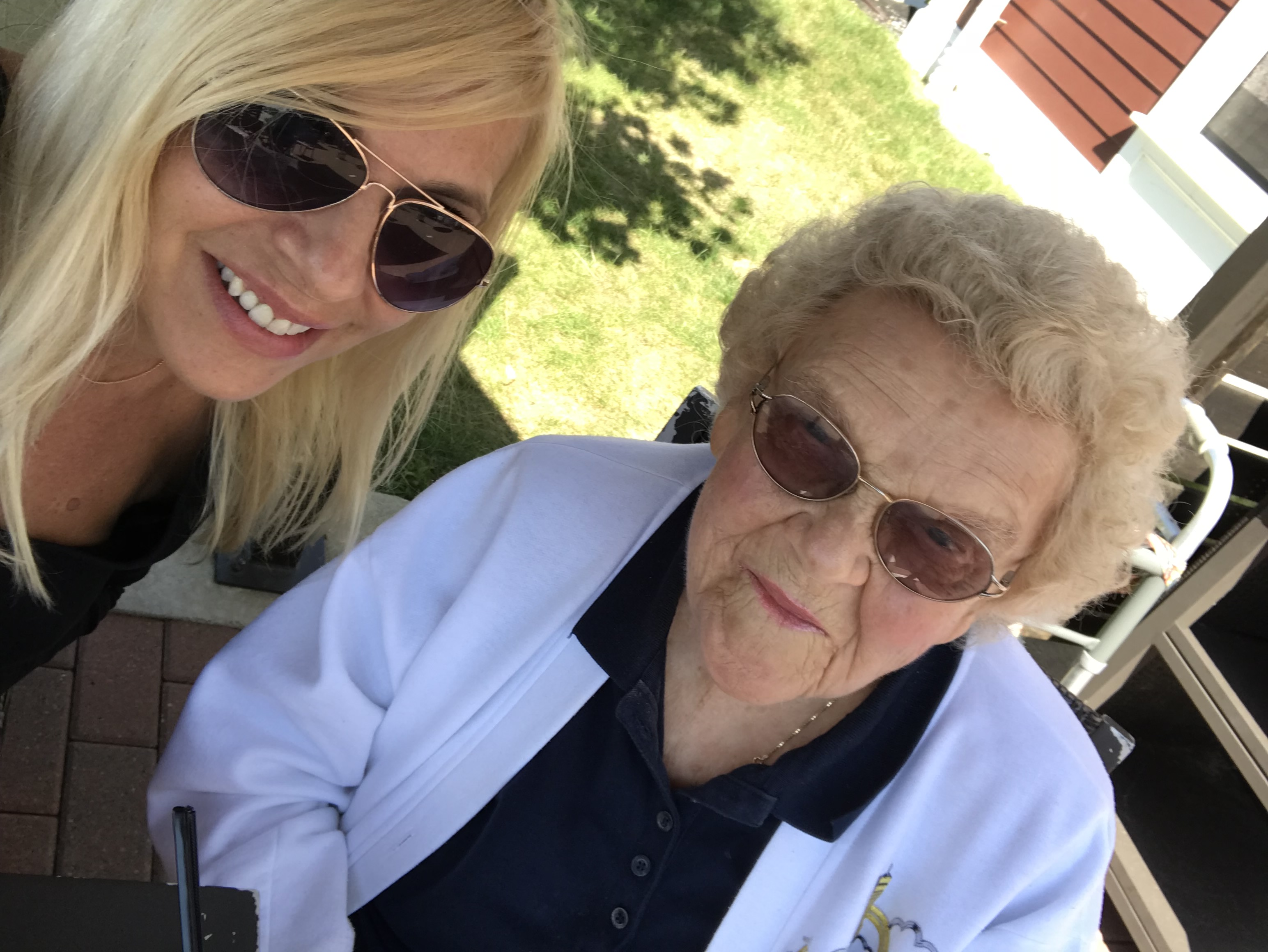 Nana liked selfies - this was during one of our trips to Panera Bread.